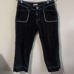 Vintage Y2K Network Apparel Black Capri Pant with Blue Seams size 29